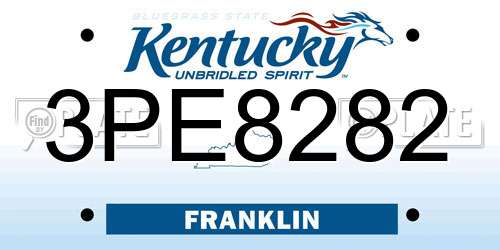3PE8282 Kentucky License Plate