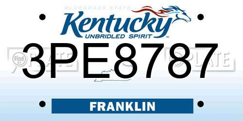 3PE8787 Kentucky License Plate