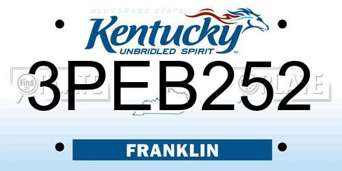 3PEB252 Kentucky License Plate