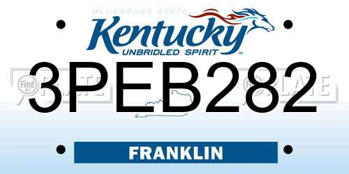 3PEB282 Kentucky License Plate