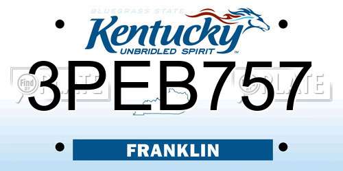 3PEB757 Kentucky License Plate