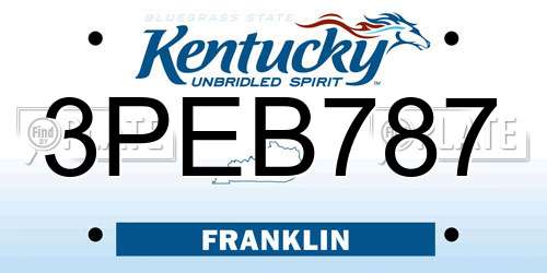 3PEB787 Kentucky License Plate