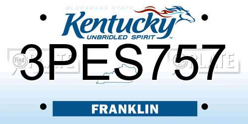3PES757 Kentucky License Plate