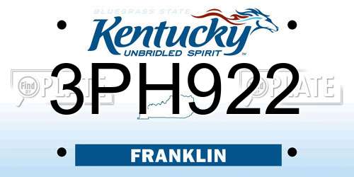 3PH922 Kentucky License Plate