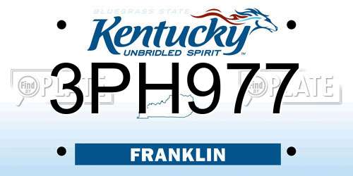3PH977 Kentucky License Plate