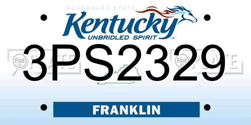 3PS2329 Kentucky License Plate
