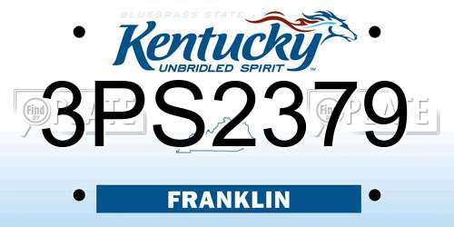 3PS2379 Kentucky License Plate
