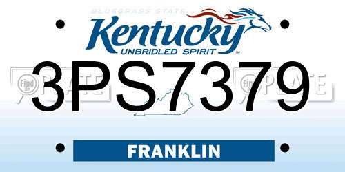 3PS7379 Kentucky License Plate