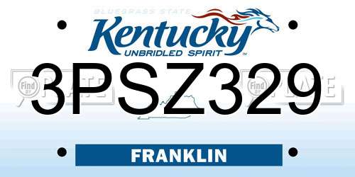 3PSZ329 Kentucky License Plate