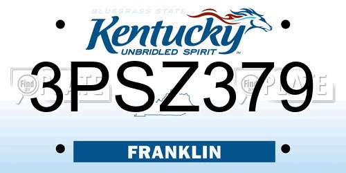 3PSZ379 Kentucky License Plate