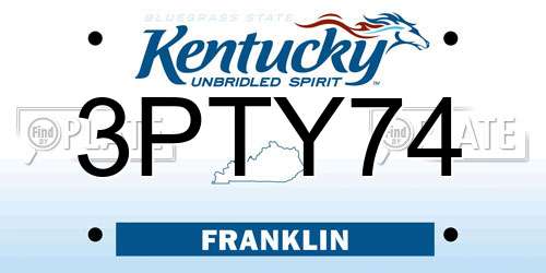 3PTY74 Kentucky License Plate