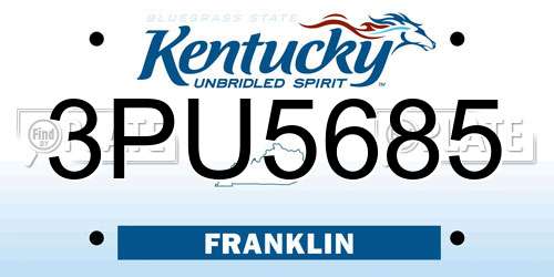 3PU5685 Kentucky License Plate