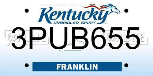 3PUB655 Kentucky License Plate