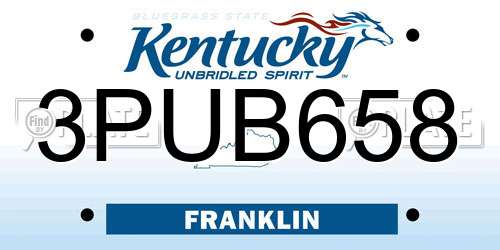 3PUB658 Kentucky License Plate