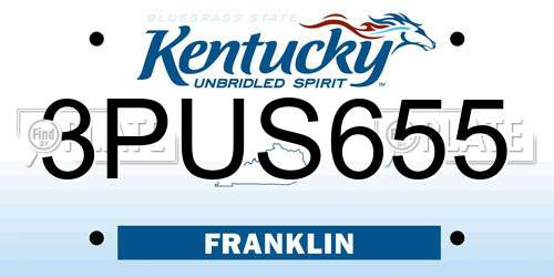 3PUS655 Kentucky License Plate