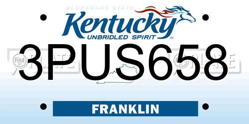 3PUS658 Kentucky License Plate