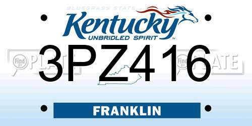 3PZ416 Kentucky License Plate