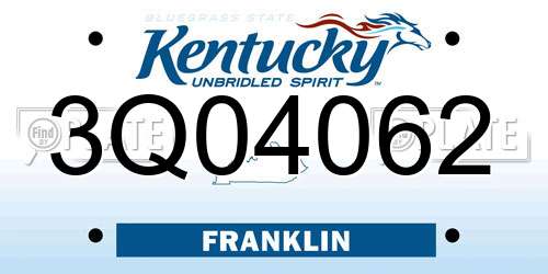 3Q04062 Kentucky License Plate