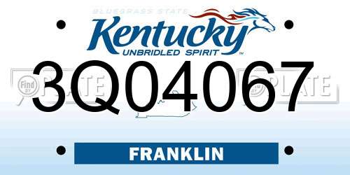 3Q04067 Kentucky License Plate