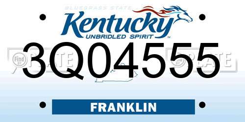 3Q04555 Kentucky License Plate