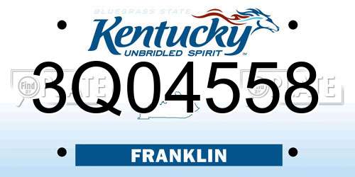 3Q04558 Kentucky License Plate