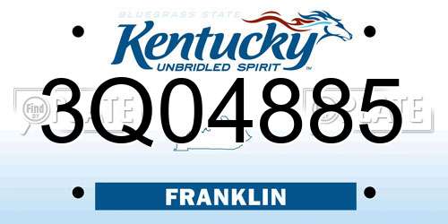 3Q04885 Kentucky License Plate