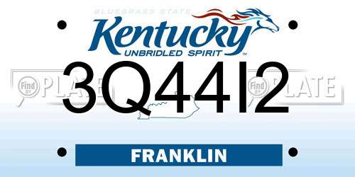 3Q44I2 Kentucky License Plate