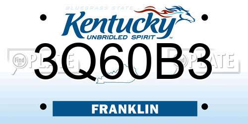 3Q60B3 Kentucky License Plate