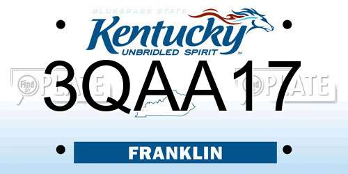 3QAA17 Kentucky License Plate