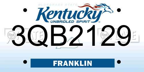 3QB2129 Kentucky License Plate