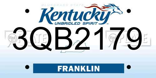 3QB2179 Kentucky License Plate