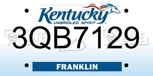3QB7129 Kentucky License Plate
