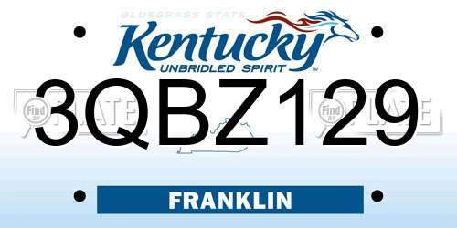 3QBZ129 Kentucky License Plate