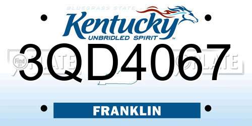 3QD4067 Kentucky License Plate