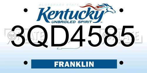 3QD4585 Kentucky License Plate