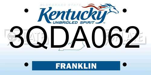 3QDA062 Kentucky License Plate