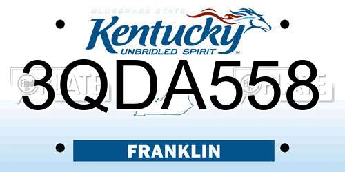 3QDA558 Kentucky License Plate