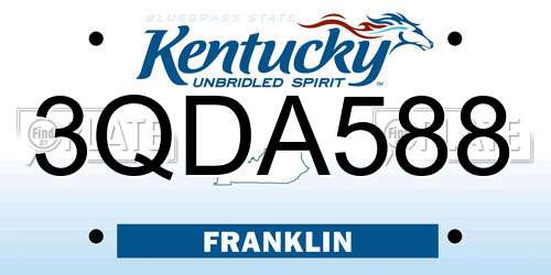 3QDA588 Kentucky License Plate