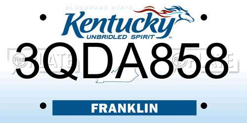 3QDA858 Kentucky License Plate