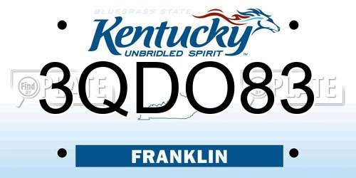 3QDO83 Kentucky License Plate