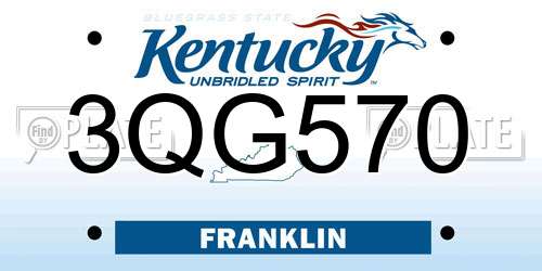 3QG570 Kentucky License Plate