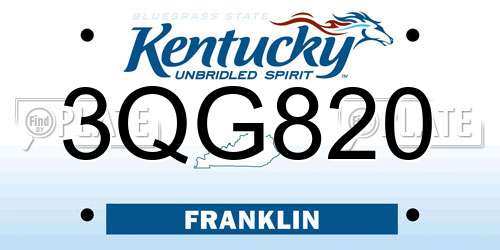 3QG820 Kentucky License Plate