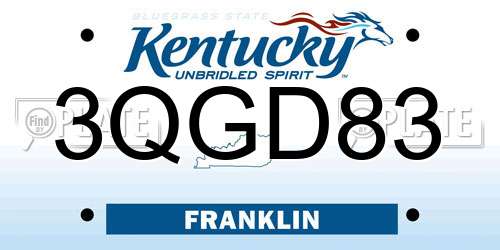 3QGD83 Kentucky License Plate