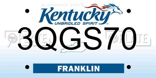 3QGS70 Kentucky License Plate