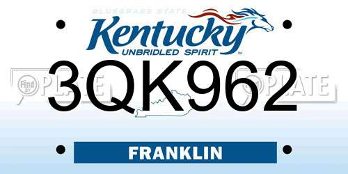 3QK962 Kentucky License Plate