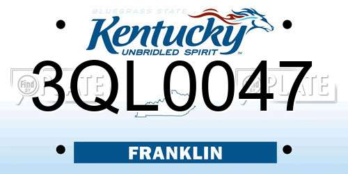 3QL0047 Kentucky License Plate