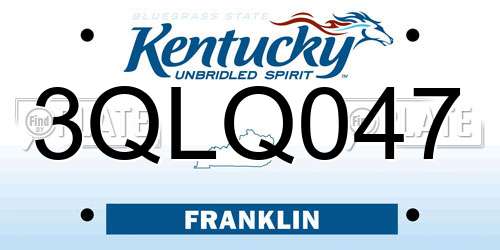3QLQ047 Kentucky License Plate