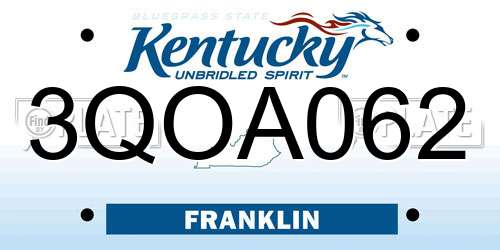3QOA062 Kentucky License Plate