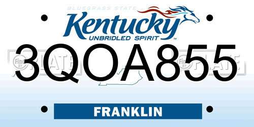 3QOA855 Kentucky License Plate
