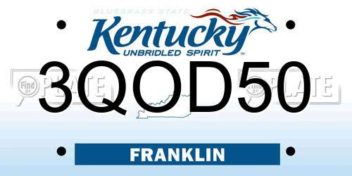 3QOD50 Kentucky License Plate